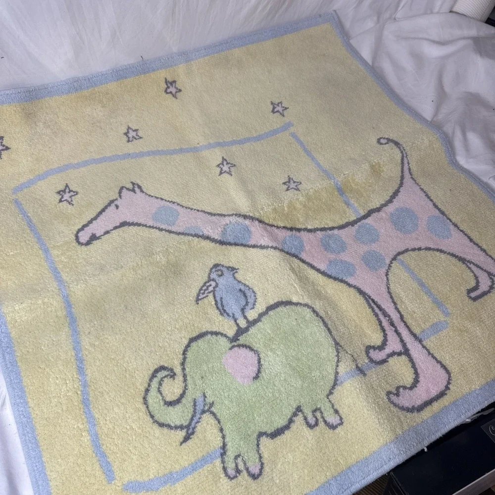 VTG Yoko Ono Carters JOHN LENNON IMAGINE Nursery Bath Rug Giraffe Elephant Y2K